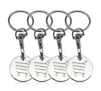 Lot de 4 porte-clés en métal pour chariot de courses - Porte-clés en forme de jeton de chariot - Unisexe - Cadeau d'anniversaire et de Thanksgiving