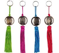 Lot de 4 porte-clés orientaux de 18 cm - Décoration de sapin de Noël marocaine comme cadeau de remerciement - Pompons avec porte-clés comme pendentif de sac décoratif pour voiture, téléphone portable,