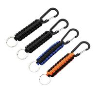 Lot de 4 Porte Clés Paracorde Tressé Mousqueton Solide, Cordon Clé Tactique pour Homme Femme, Accessoire Survie Militaire Idéal pour Camping Randonnée Voiture, Noir Bleu Orange Blanc