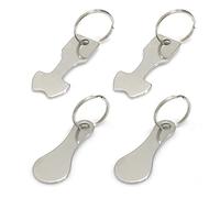 Lot de 4 porte-clés ronds en acier inoxydable en forme de chariot de courses, pièces de chariot et accessoires de chariot