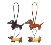Lot de 4 porte-clés teckel, en cuir et peluche, cadeaux pour les amoureux des animaux, décoration teckel pour trousseau de clés, sac à main et sac à dos, arbre parfumé de voiture