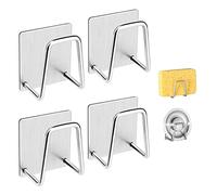 Lot de 4 porte-éponges pour évier de cuisine en acier inoxydable SUS304, antirouille, étanche, séchage rapide, petit support adhésif puissant pour éponge (4)