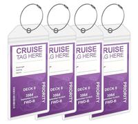Lot de 4 porte-étiquettes de bagages pour croisières, étiquettes de bagages transparentes pour croisières, porte-étiquettes de bagages ompatibles avec la plupart des grandes compagnies de croisières