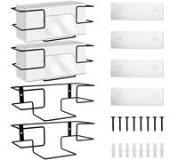 Lot de 4 porte-gants, porte-gants en fer, distributeur mural pour gants jetables, porte-mouchoirs multi-usages pour cuisine, hôpital, laboratoire, restauration (4 pièces, noir)