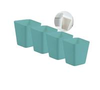 Lot de 4 porte-gobelets à suspendre, panier de rangement à roulettes, accessoires de chariot à roulettes, conteneurs de rangement à suspendre, seaux à suspendre, porte-crayons de maquillage (turquoise