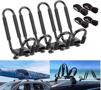 Lot de 4 porte-kayaks, porte-kayak, porte-kayak, porte-kayak, porte-bagages de toit, porte-kayak, en forme de U, pour planche de surf, canoë, bateau et kaya, montage sur voiture, SUV