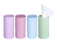 Lot de 4 porte-mouchoirs de voiture avec mouchoirs en vrac, cylindre de mouchoirs de voiture, ajustement parfait pour porte-gobelet de voiture, boîte à mouchoirs ronde de recharge.