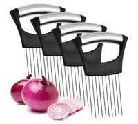 Lot de 4 porte-oignons pour trancher les oignons, les oignons et les légumes pour pommes de terre et tomates, avocats, œufs, outil assistant pour trancher les fruits, le citron et la viande