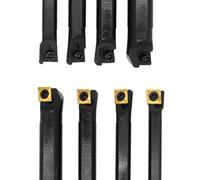 Lot de 4 porte-outils de tour CNC avec 10 inserts en carbure CCMT060204 pour usinage en acier inoxydable et fonte S06K-SCLCR06 S07K-SCLCR06 S08K-SCL