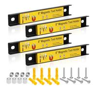 Lot de 4 porte-outils magnétiques de 20,3 cm - Bandes magnétiques robustes - Barre d'outils magnétique - Pour garage, mur, établi, tournevis, clé
