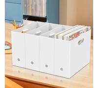 Lot de 4 porte-revues pliables pour scrapbooking, papier - Séparateur de documents portable avec poignée - Bac de remplissage en plastique pour livres, journaux, scrapbooking - 32 x 11 x 24,5 cm