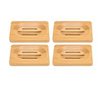 Lot de 4 Porte-savons en Bambou, Accessoire élégant et Tendance pour la Maison, la Salle de Bain ou l'hôtel, avec système d'égouttage intégré.