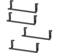 lot de 4 porte-serviettes à suspendre | Porte-serviettes de cuisine pour portes d'armoire | Porte-serviettes noir sans percer | Porte-manteau de porte en forme de barre, pour gagner de la place en sus