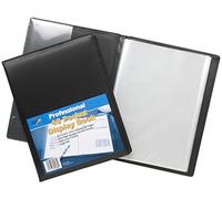 Lot de 4 Porte-Vues A4 Couverture Rigide de luxe aspect cuir Noir Dossier rembourré 40Pkt