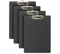 WAYTEX Lot de 4 Portes Bloc A4 avec Pince antiglisse Support en Polypro épaisseur 2mm - 225x315mm - Noir