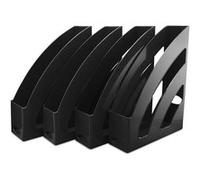 Waytex Lot de 4 Portes Revues A4 Organiseur Vertical de Bureau matière Plastique rigide - Noir