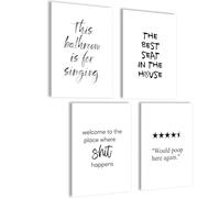 Lot de 4 posters de salle de bain Best Seat in the House, Welcome to the Place where Shit happens, Would Poop Here again, posters A4 (21 x 30 cm)