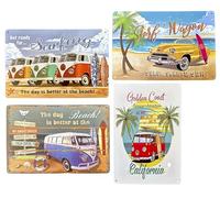 Lot de 4 posters DiiliHiiri pour décoration murale Surf - 30 x 20 cm - Plaques décoratives pour la maison ou pour un anniversaire - 2635-210-211-213-279