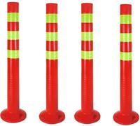 lot de 4 - Poteau de barrage [hauteur-68cm] - Poteau de barrage en plastique réfléchissant | Barrière avec pied [fixation avec vis] | Poteau de barrage | Poteau de parc couleur rouge | Poteau de guida