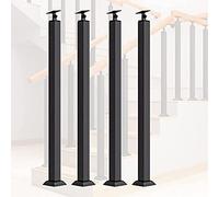 Lot de 4 poteaux de balustrade noirs réglables en métal pour terrasses, intérieur/extérieur, réglables à 270°, pour porches, hauteur 105 cm, durables et élégants