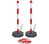 Lot de 4 poteaux de barrière avec chaîne en plastique de 2 x 10 m - Barrière de parking robuste pour parkings, chantiers de construction et événements - Résistant aux intempéries et facile à monter