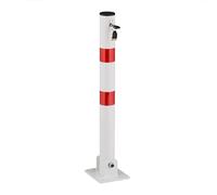 Lot de 4 poteaux de délimitation Relaxdays, pliables, en acier, blanc/rouge