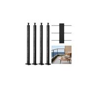 Lot de 4 poteaux de garde corps à câble 914 x 25 4 x 50 8 mm trous horizontaux prépercés inox support incurvé pour rampe noir