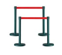 Lot de 4 poteaux de guidage avec sangles rétractables, barrières robustes de gestion de foule avec base lestée en caoutchouc, séparateurs de file d'attente et de zones VIP(Green,4.8 m)