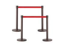 Lot de 4 poteaux de guidage avec sangles rétractables, barrières robustes de gestion de foule avec base lestée en caoutchouc, séparateurs de file d'attente et de zones VIP(Brown,1.8m)