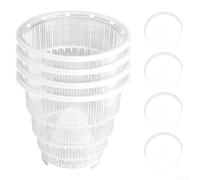 Lot de 4 pots à orchidée transparents avec trous d'aération inférieurs et plateaux pour soutenir la santé des racines pour phalaenopsis dendrobium et herbes aromatiques (12 cm)