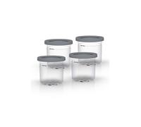 Lot de 4 pots avec couvercles compatibles avec Creami NC300EU Ninja Gris