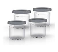 Lot de 4 pots avec couvercles compatibles avec Creami NC300EU Ninja Gris Blanc G