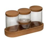 Lot de 4 Pots Avec Plateau "Liège" 26cm Marron