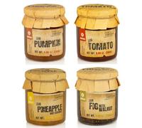 Lot de 4 pots de confiture de 280 g - Saveurs uniques : citrouille, tomate, ananas et noix de coco, figue et noix de coco - sans ingrédients artificiels