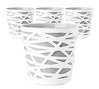 Lot de 4 pots de fleurs 2 en 1 - En plastique solide - Avec insert amovible - Diamètre : 15 cm - Hauteur : 15 cm - Gris/blanc