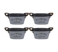 Lot de 4 pots de fleurs décoratifs en métal avec trou de drainage pour arrangements floraux