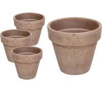 Lot de 4 pots de fleurs en terre cuite Moka - 11 cm avec bord - Pour l'intérieur et le jardin - KOTARBAU®