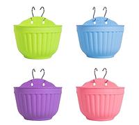 Lot de 4 pots de fleurs muraux en résine colorée à suspendre verticalement pour jardin, salon, fenêtre, intérieur ou extérieur, pour cuisine, herbes, chambre à coucher, treillis décoratif moderne