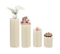 Lot de 4 pots de fleurs pliables en papier - Rond - En carton - Décoration de mariage - Avec plaques en PVC transparent - Pour mariage, anniversaire, fête - Blanc - 40/60/80/100 cm