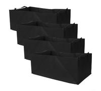 Lot de 4 pots de fleurs rectangulaires en feutre, sacs de culture robustes en tissu non tissé avec poignées pour l'aération des racines, conteneurs respirants pour pommes de terre, tomates sur balcon
