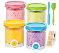 Lot de 4 Pots de Remplacement Compatible avec Ninja Creami Swirl NC700 NC701EU, 480ml Récipients avec 2 Spatules en Silicone et 1 Rouleau d'Étiquettes, Sans BPA & Passe au Lave-Vaisselle
