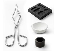 Lot de 4 pots en graphite doré : kit de fusion complet avec pince en acier inoxydable, pot en graphite, bol à quartz, canal d'huile pour bricolage en or et argent