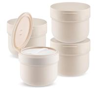 Lot de 4 pots vides en plastique avec couvercle, doublure intérieure et cuillère pour lotion, crème, pommades, ongles, peinture - 300 ml - Marron