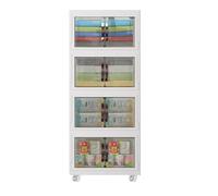Lot de 4 poubelles à rouler empilables avec couvercles de 34 L, boîtes de rangement en plastique pour vêtements et livres, placards pliables avec porte magnétique transparente pour chambre à coucher