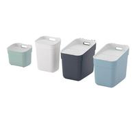 Curver Poubelles READY TO COLLECT – Lot de 4 (5 L, 10 L, 2 x 20 L) Blanc/Vert/Bleu/Gris
