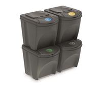 Prosperplast Poubelles de recyclage Sortibox – plastique 100 L – Lot de 4, grise