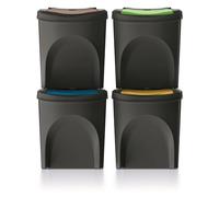 Lot de 4 poubelles KEDEN SORTIBOX 100% plastique recyclé, noir, 100L