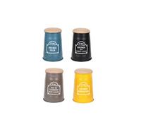 Lot de 4 poufs coniques en métal et jute "Loft & Métal - Multicolore - H 48 x D 34 cm