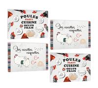 Lot de 4 Poules Set de Table Humour - Humoristique Animaux Ferme Poulet Sets de Table Lavable en Plastique PVC Cuir - Antidérapant - Taille A3