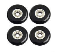 Lot de 4 poulies à coussin de 43 mm de diamètre extérieur avec roulement 608 intégré et arbre central de 8 mm pour rénovation de rameur (noir)